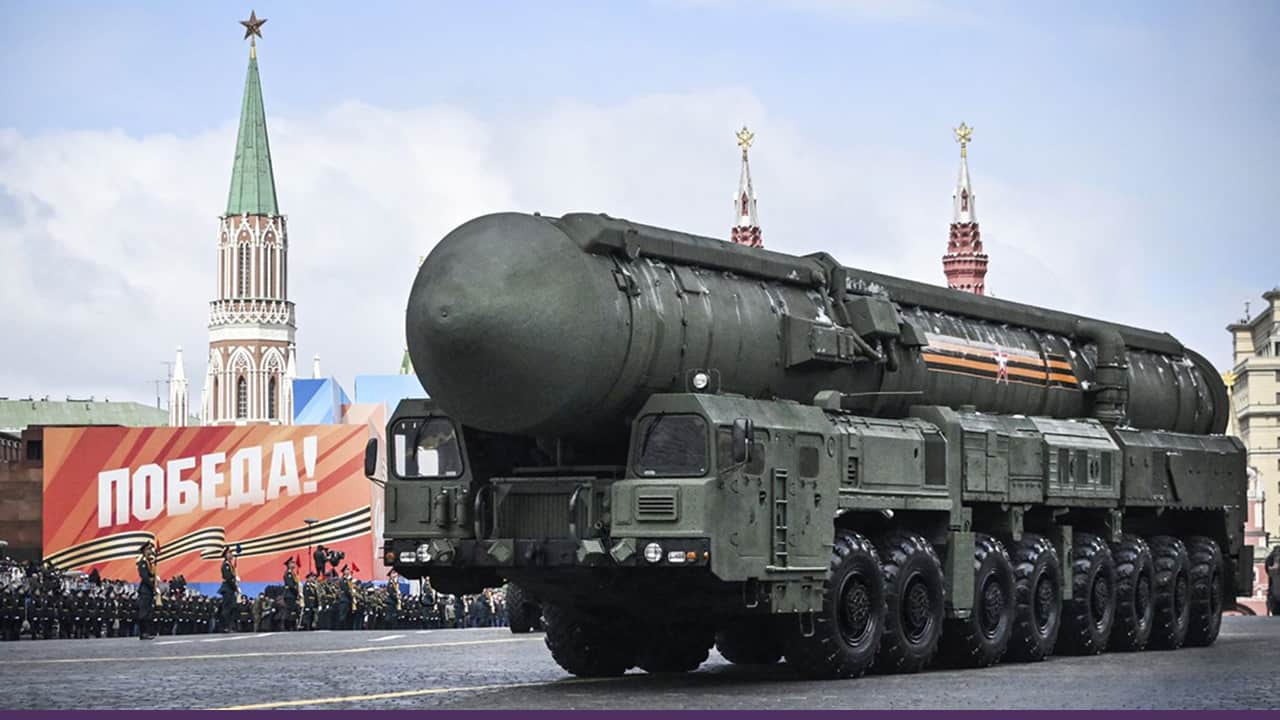 Russian nuclear missile displayed amid global arms control breakdown